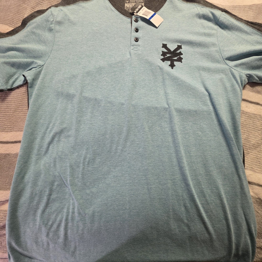 Zoo York Light Blue Henley with Dark Gray Accents